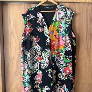 Floral Dress, Ralph Lauren Flower Dress, Relaxed sleeveless dress, party dress
